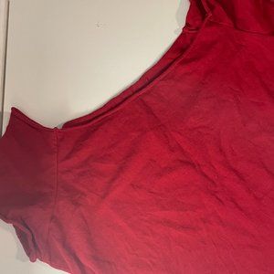 Red Brandy Off-The-Shoulder Cropped T-Shirt